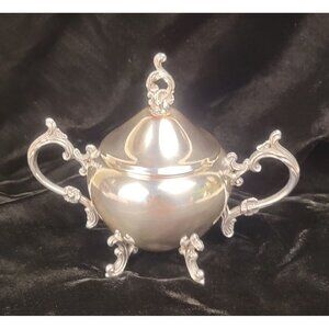 Vintage 1960s FB Rogers Silver Co. Footed Silverplate Sugar Bowl